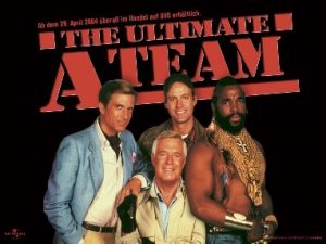 « The A-Team », « L'Agence tous risques » en version française, avec Mister T à droite.