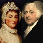 Portrait d'Abigail Adams par Gilbert Stuart (1755-1828) and de John Adams par Asher Durand (1796-1886)