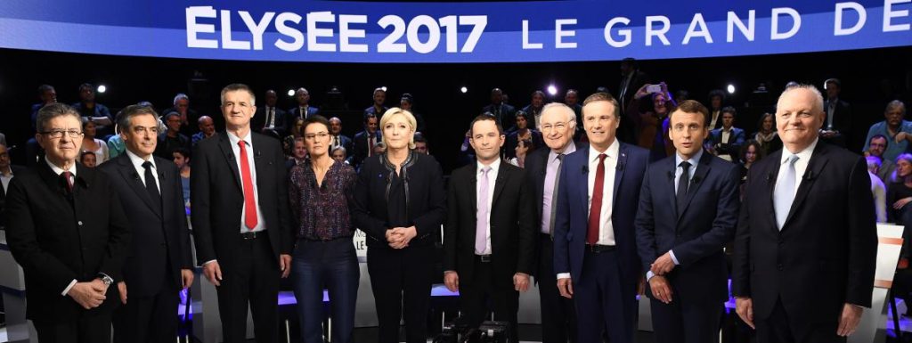 Les participants au grand débat, moins Philippe Poutou qui a refusé de participer à la photo.